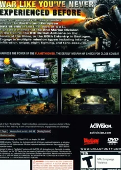 Outlet Call of Duty World at War Final Fronts Ps2 Games