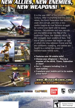 New Mobile Suit Gundam: Gundam vs. Zeta Gundam Ps2 Games