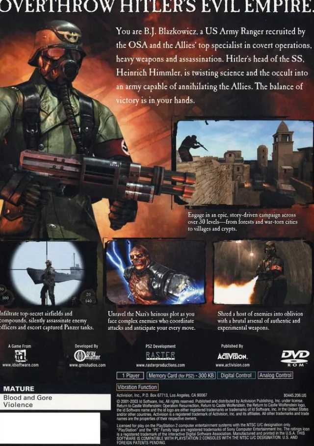 Discount Return to Castle Wolfenstein Ps2 Games